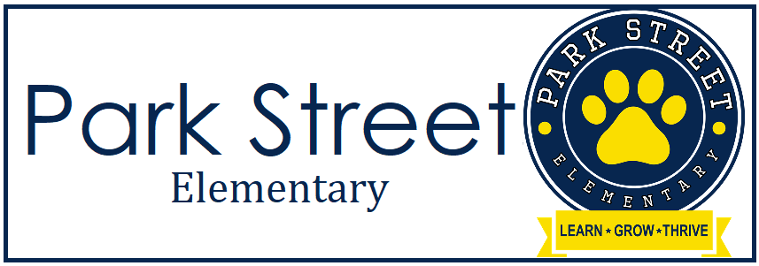 Park Street Elementary Logo with motto Learn, Grow, Thrive Park Street Elementary Logo with motto Learn, Grow, Thrive